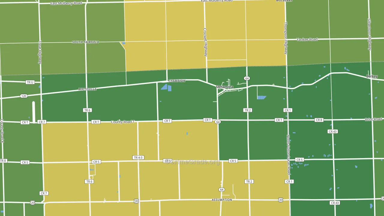 Metamora, OH Map of Vandalism Rates