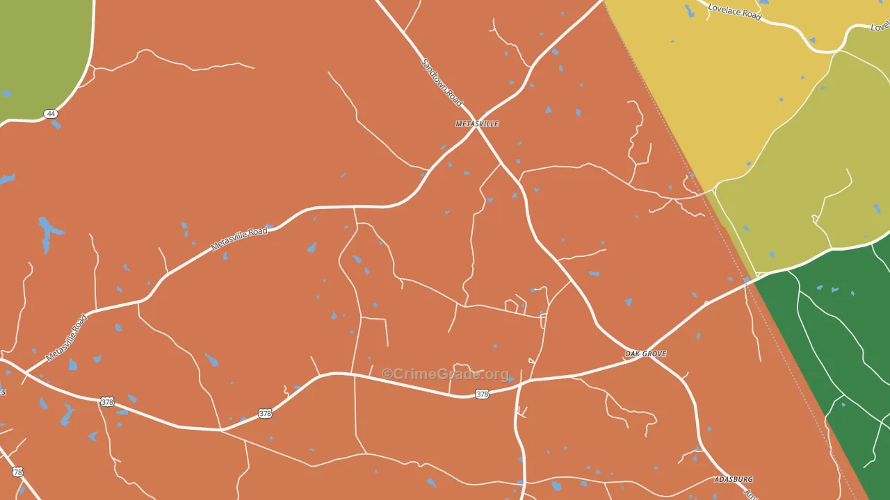 Metasville, GA Map of Vandalism Rates