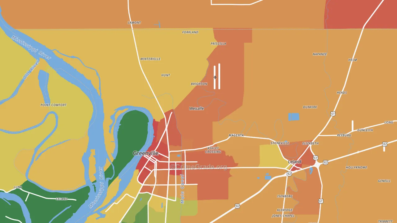 Metcalfe, MS Map of Vandalism Rates