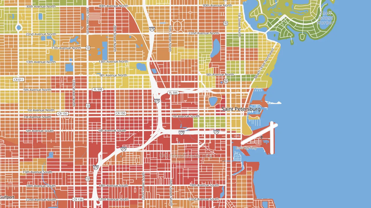 Methodist Town, St. Petersburg, FL Map of Vandalism Rates