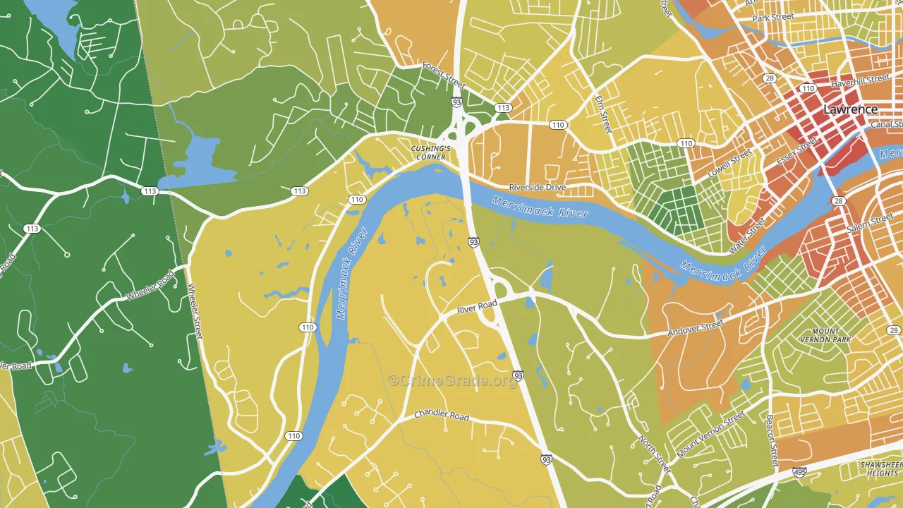 Methuen, MA Map of Vandalism Rates