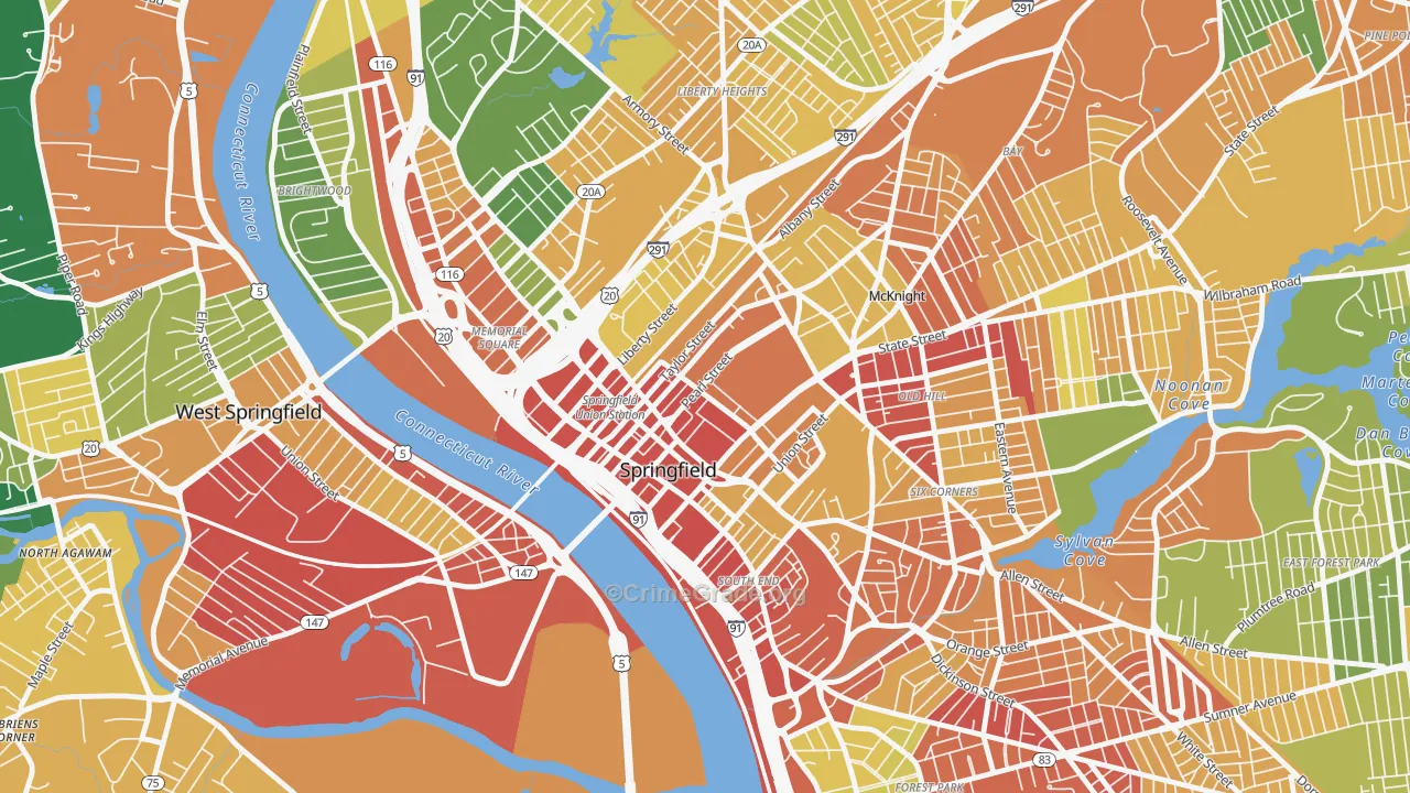 Metro Center, Springfield, MA Map of Vandalism Rates
