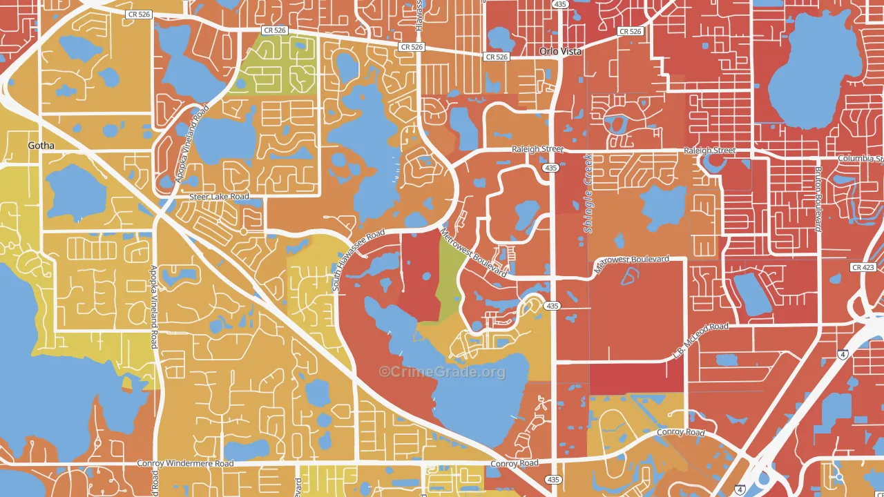 Metro West, Orlando, FL Map of Vandalism Rates