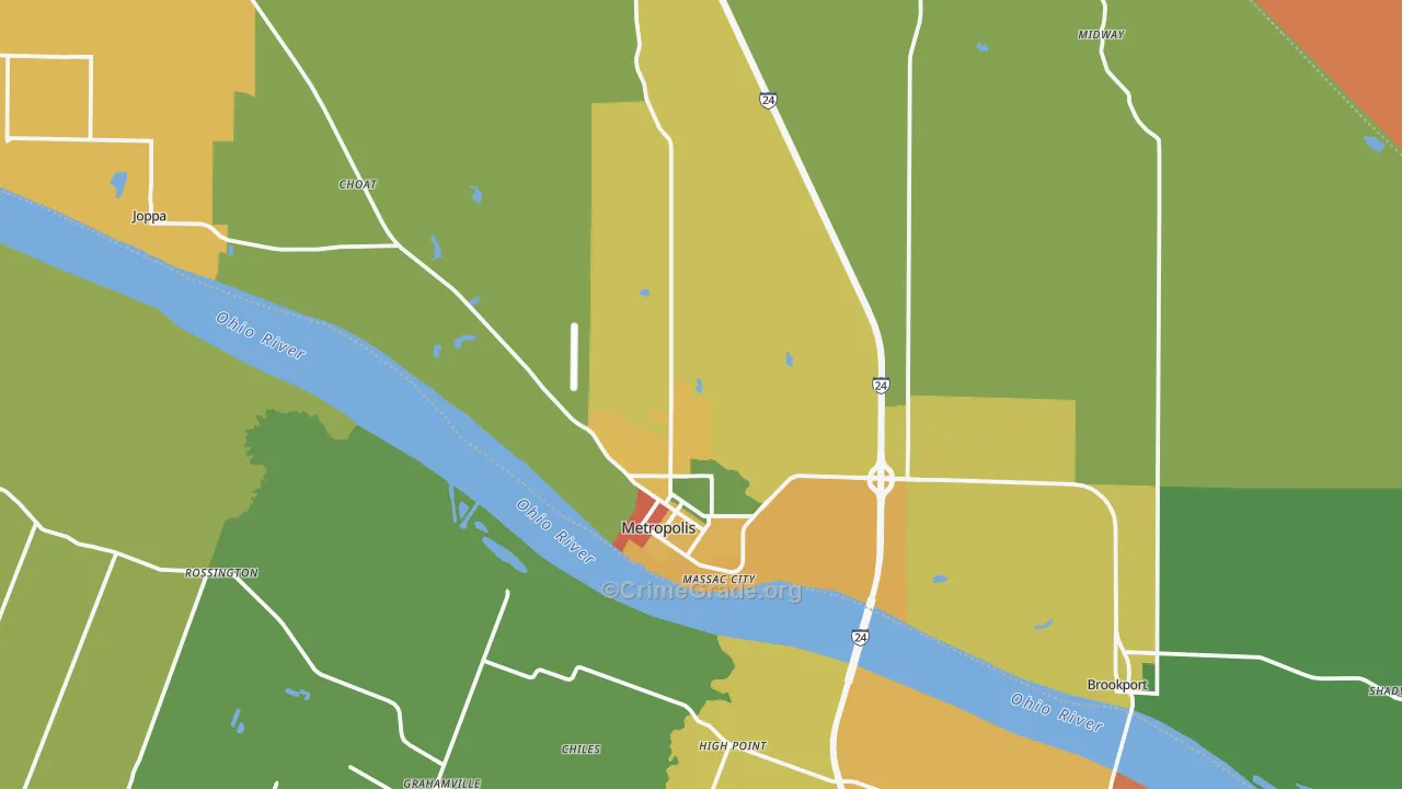 Metropolis, IL Map of Vandalism Rates