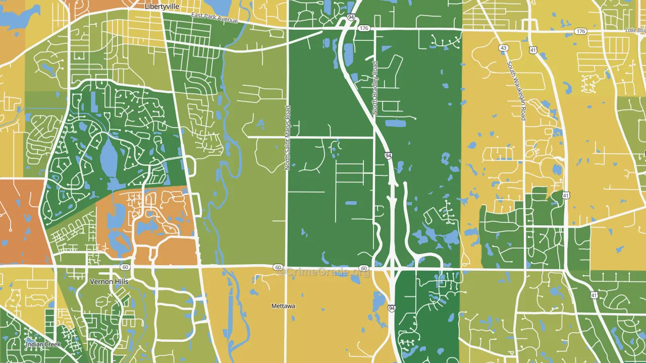 Mettawa, IL Map of Vandalism Rates