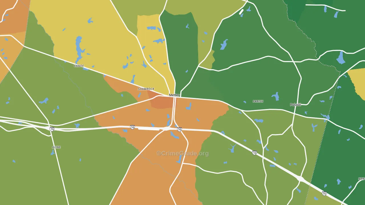 Metter, GA Map of Vandalism Rates