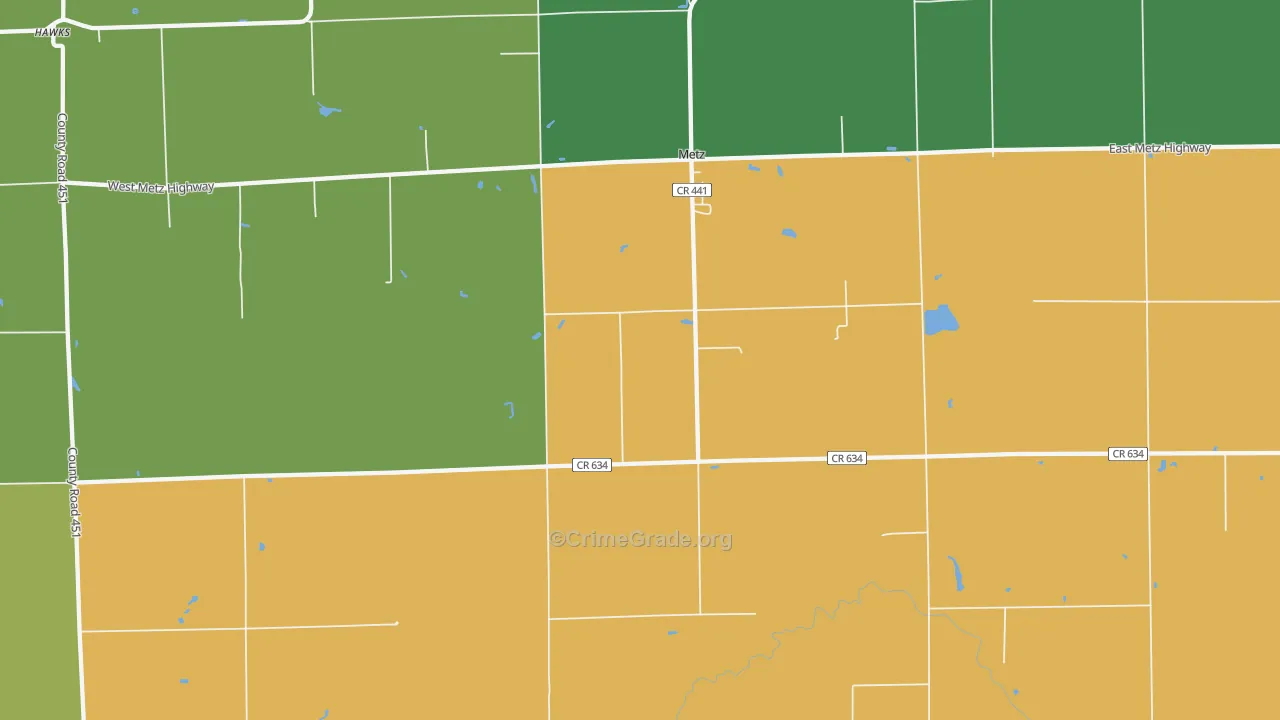 Metz, MI Map of Vandalism Rates