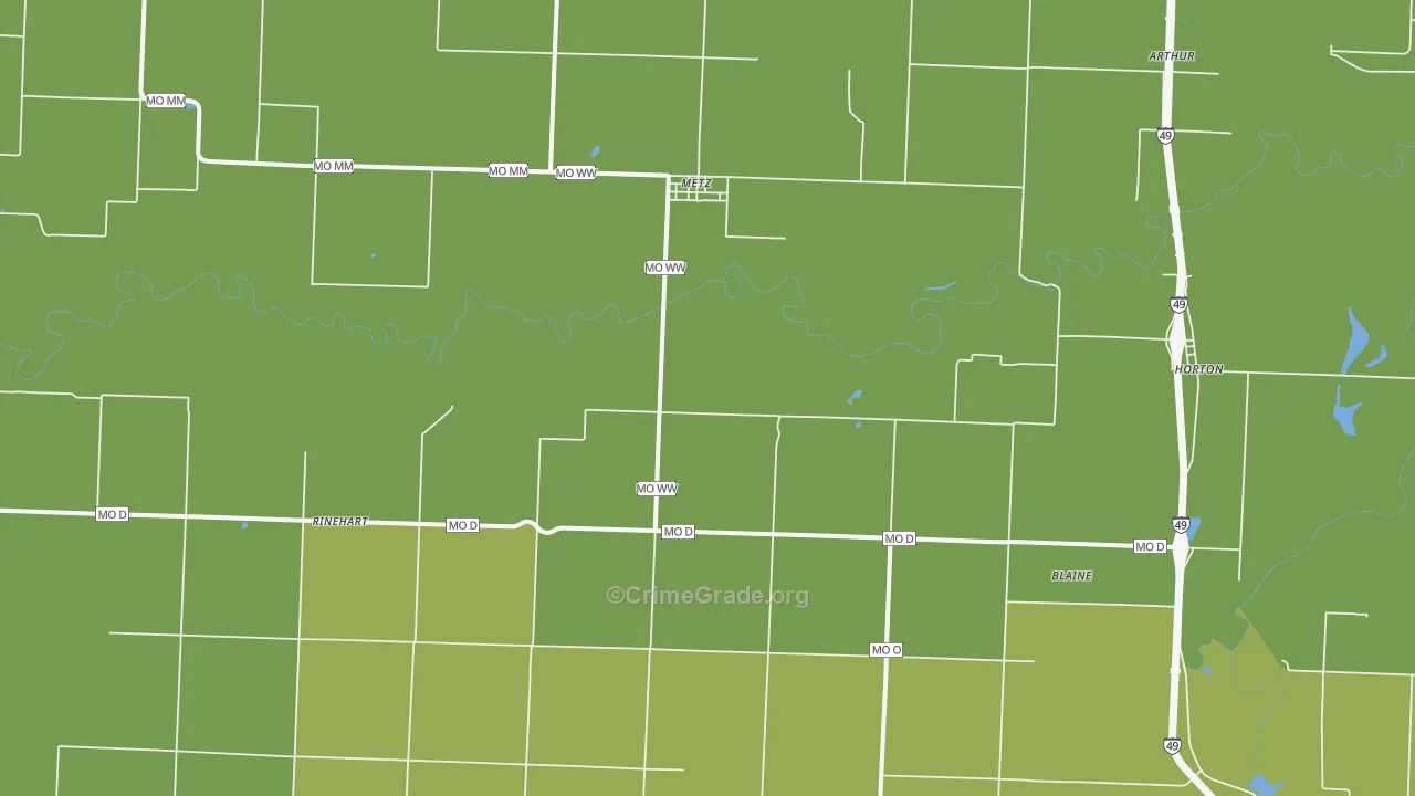 Metz, MO Map of Vandalism Rates