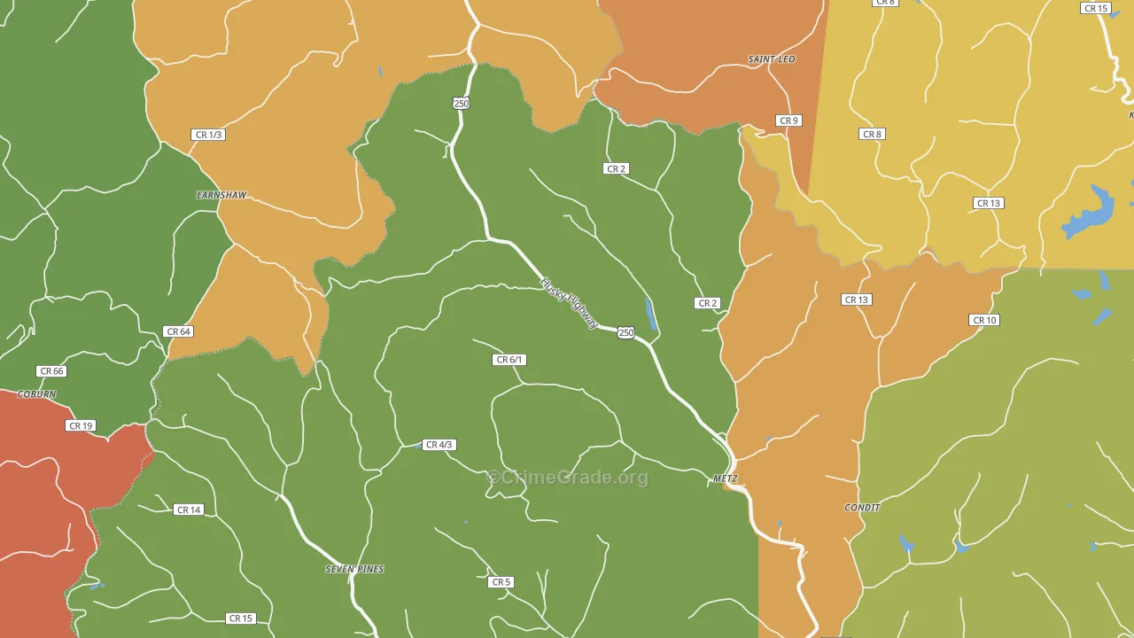 Metz, WV Map of Vandalism Rates