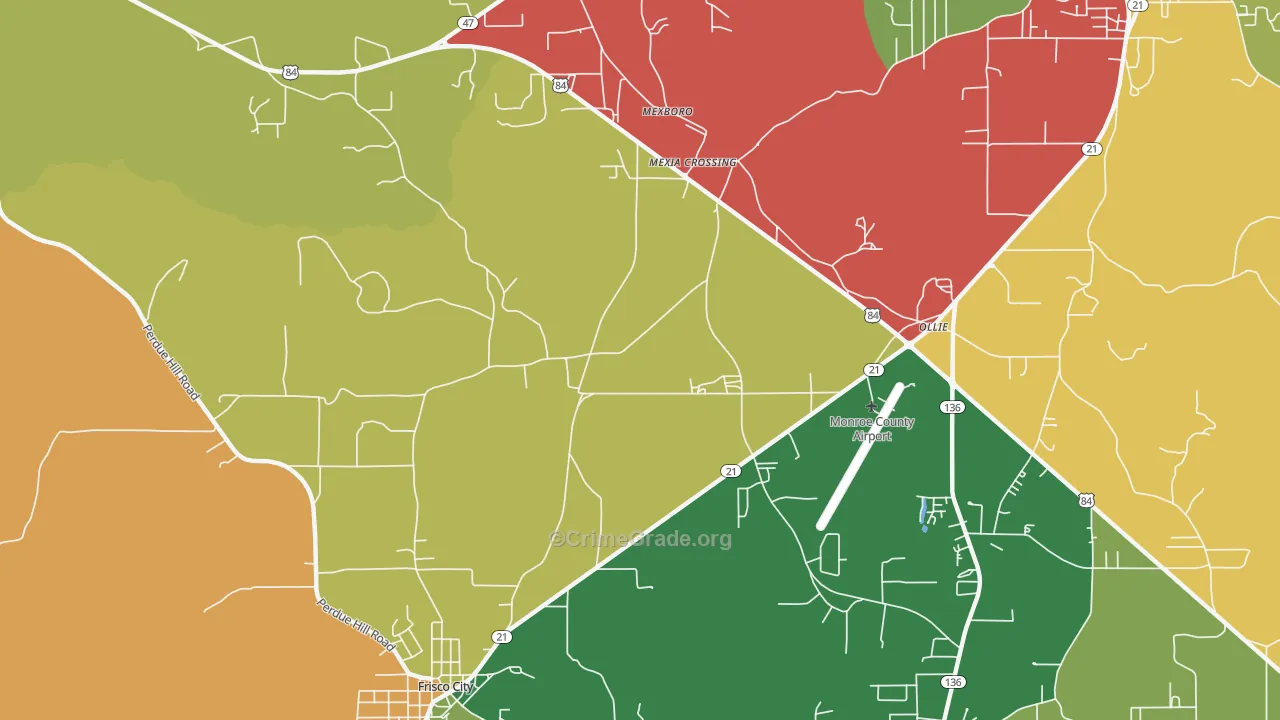 Mexia Crossing, AL Map of Vandalism Rates