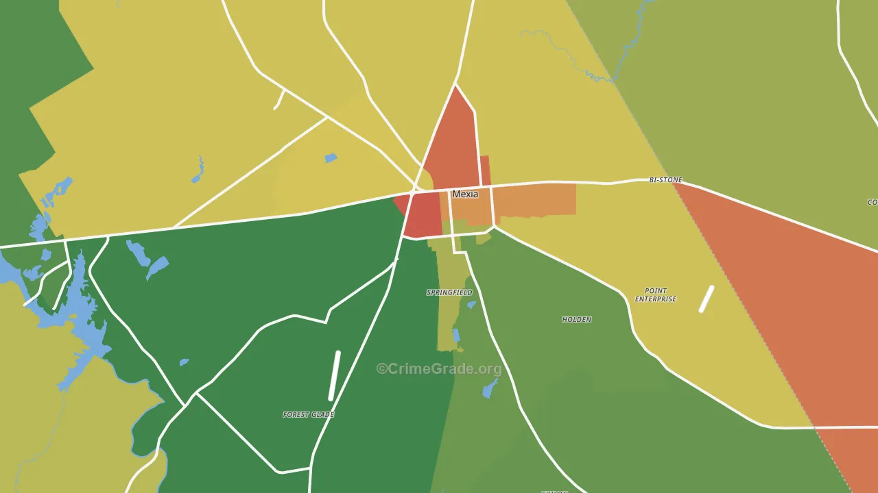 Mexia, TX Map of Vandalism Rates