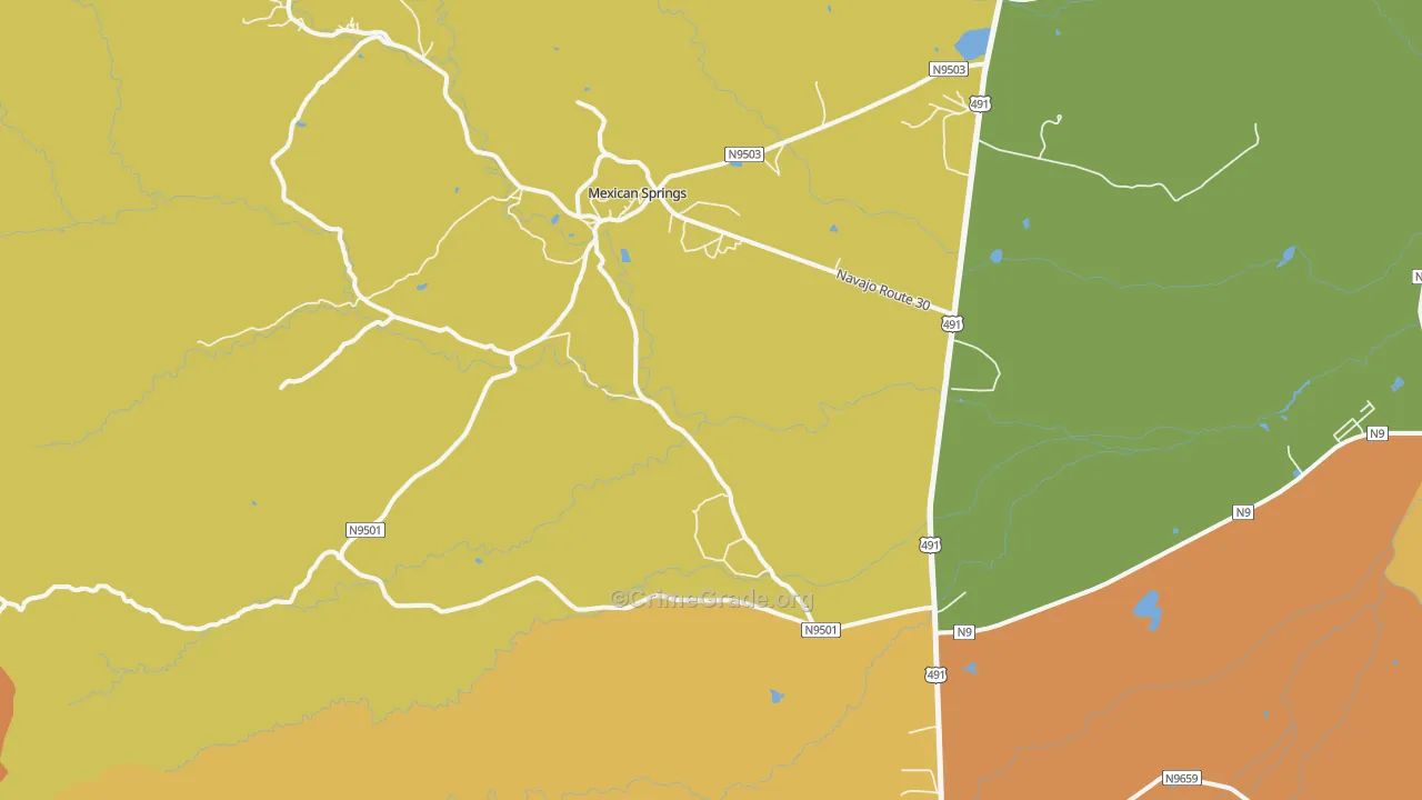 Mexican Springs, NM Map of Vandalism Rates