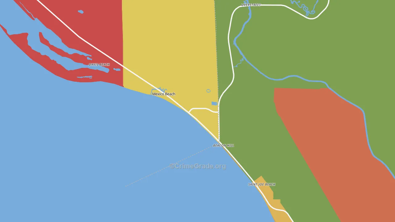 Mexico Beach, FL Map of Vandalism Rates