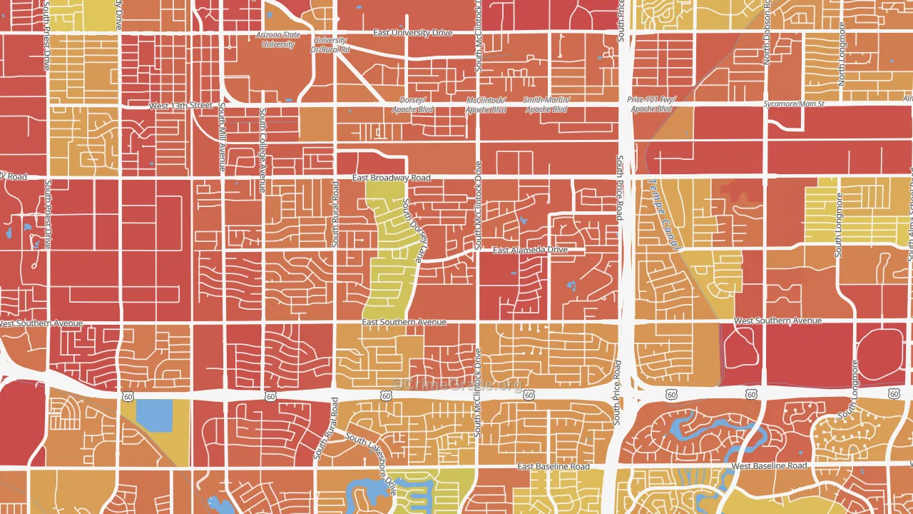 Meyer Park, Tempe, AZ Map of Vandalism Rates