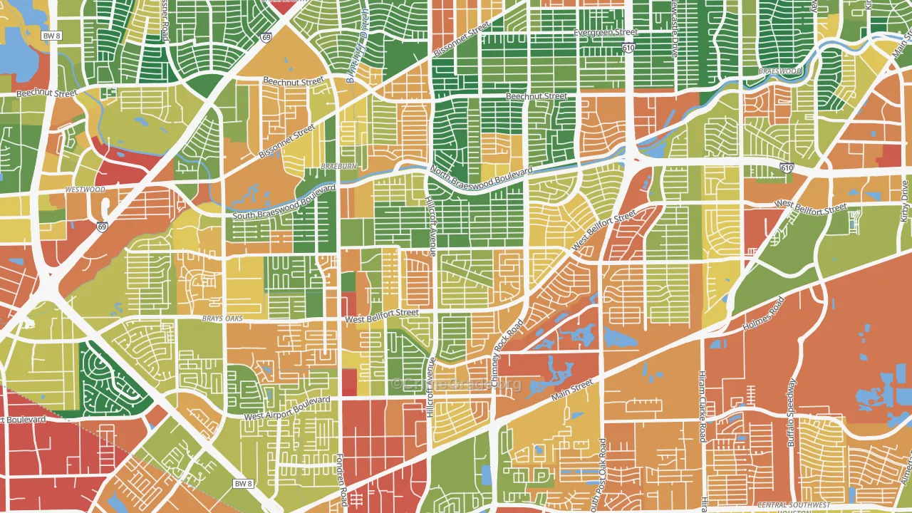 Meyerland, Houston, TX Map of Vandalism Rates
