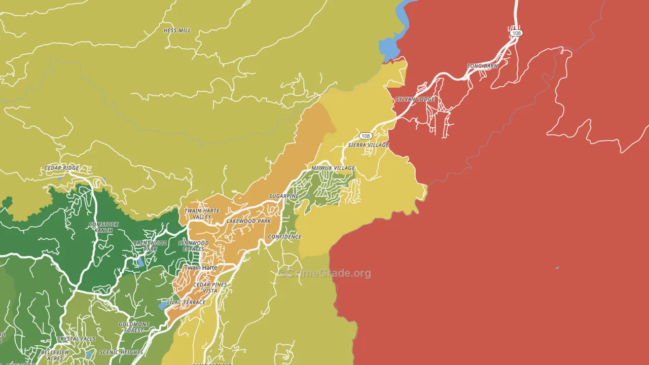 Mi-Wuk Village, CA Map of Vandalism Rates