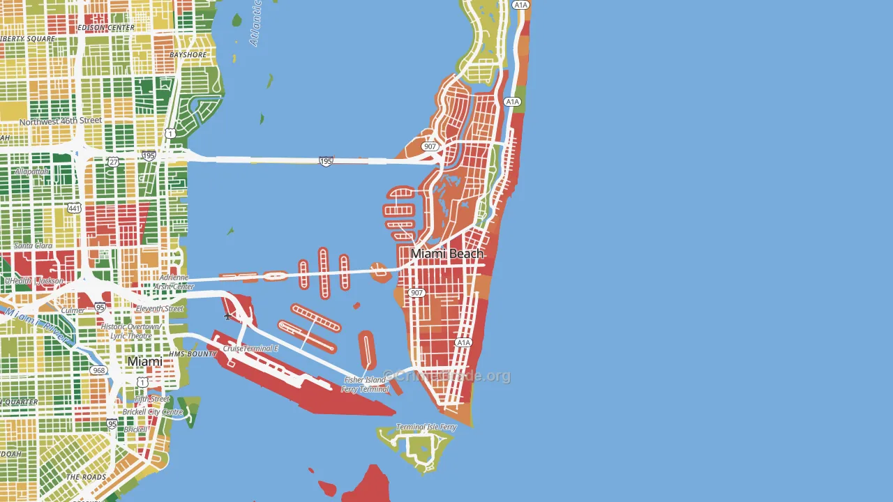 Miami Beach, FL Map of Vandalism Rates