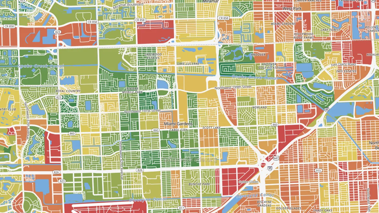 Miami Gardens, FL Map of Vandalism Rates