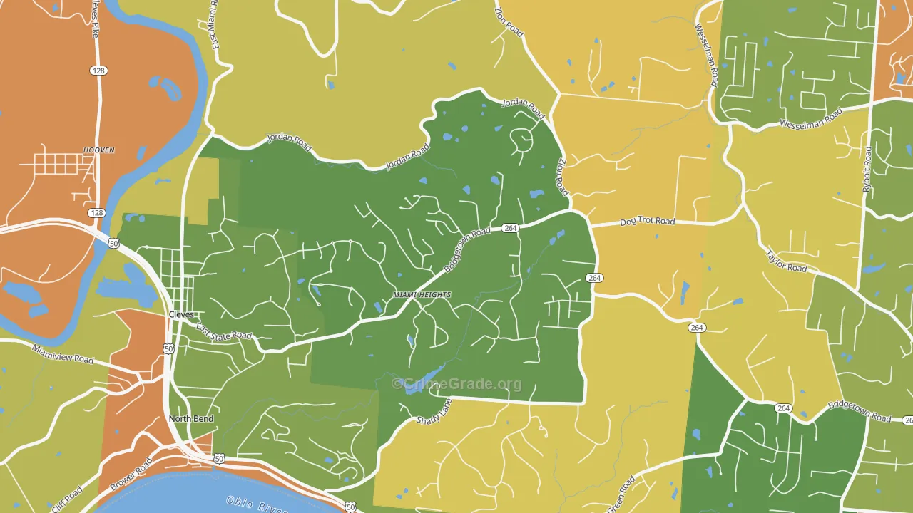 Miami Heights, OH Map of Vandalism Rates