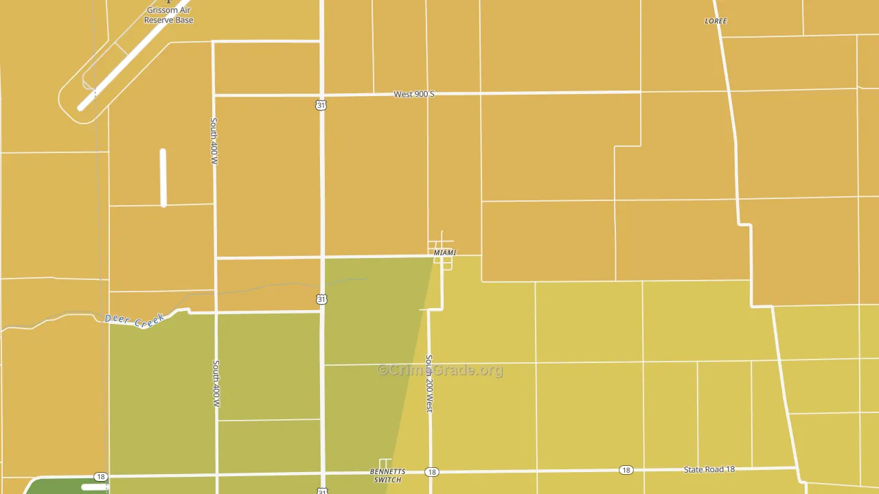 Miami, IN Map of Vandalism Rates