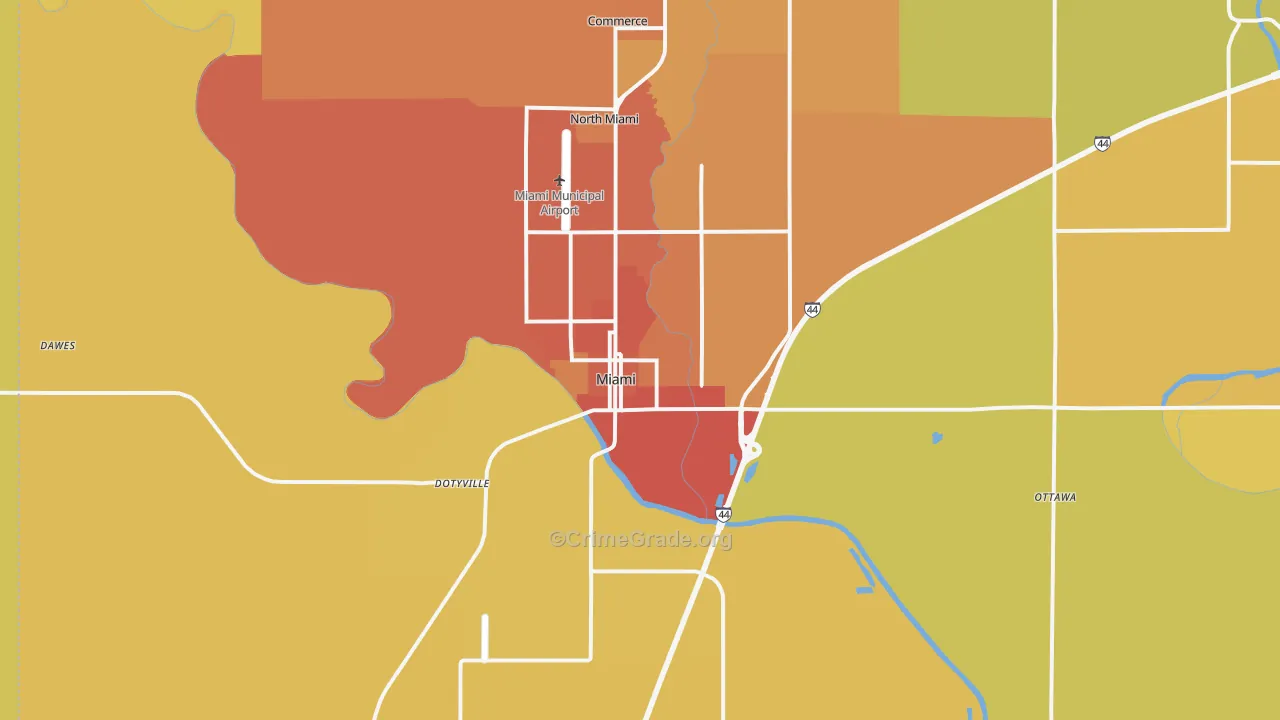Miami, OK Map of Vandalism Rates