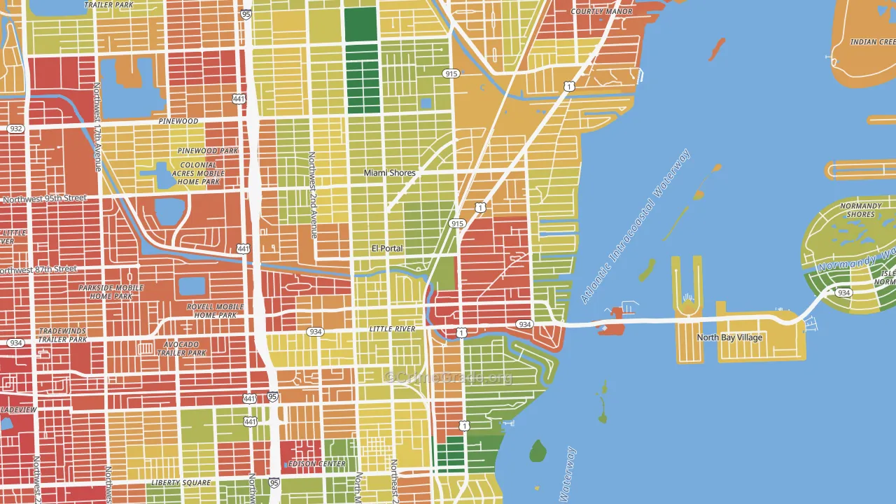 Miami Shores, FL Map of Vandalism Rates