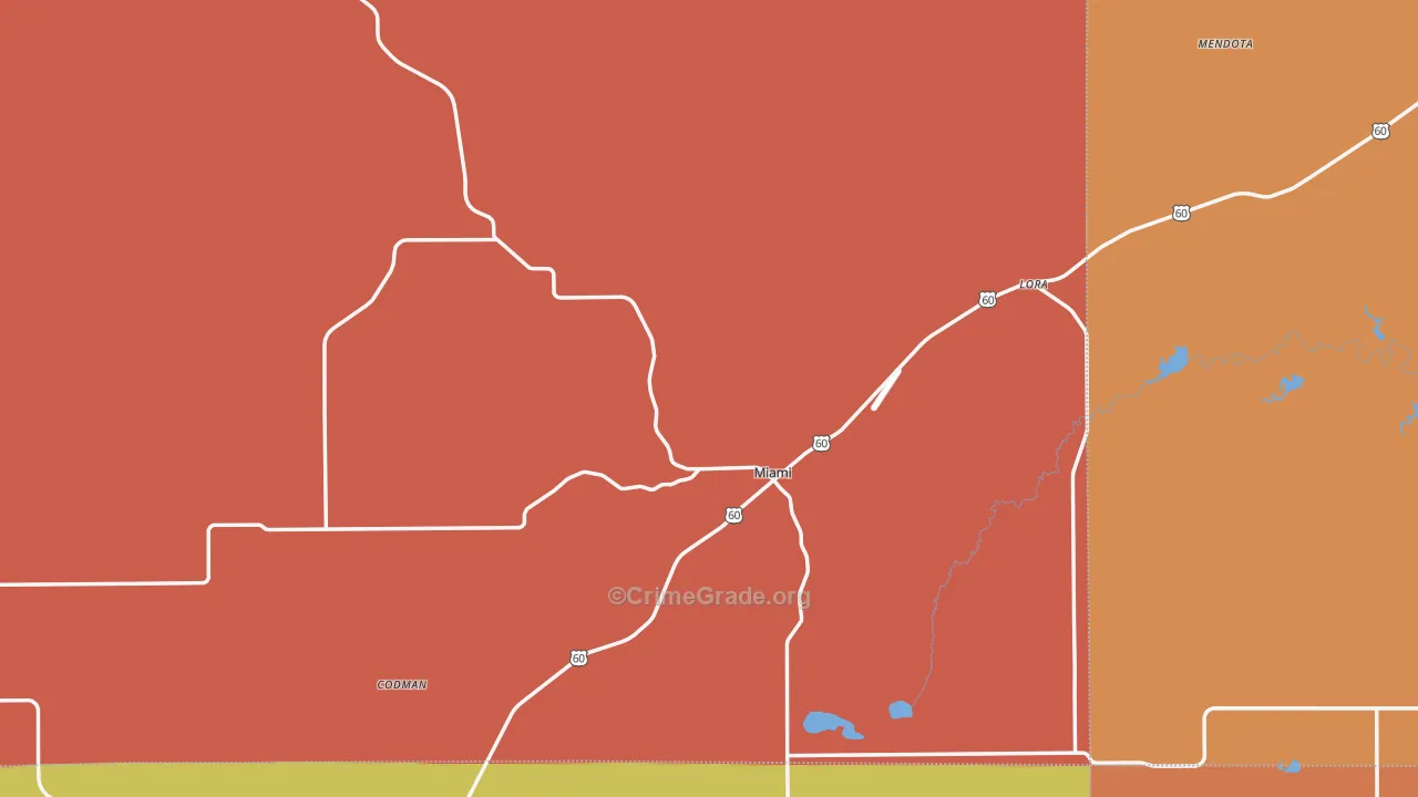 Miami, TX Map of Vandalism Rates