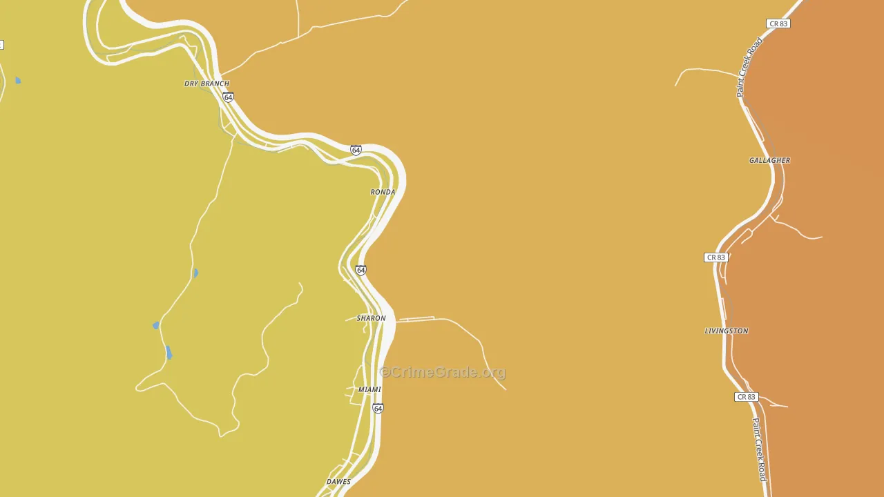 Miami, WV Map of Vandalism Rates