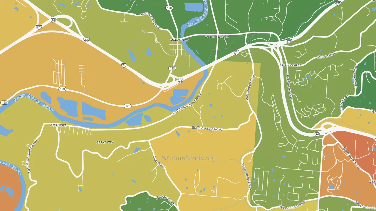 Miamitown, OH Map of Vandalism Rates