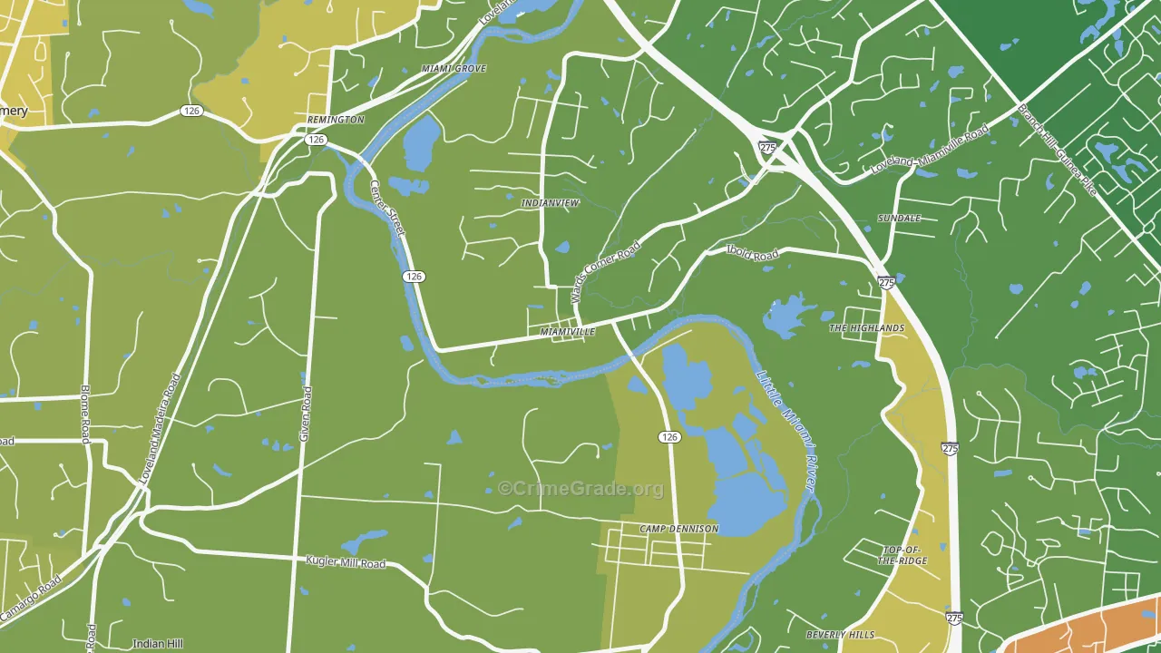 Miamiville, OH Map of Vandalism Rates