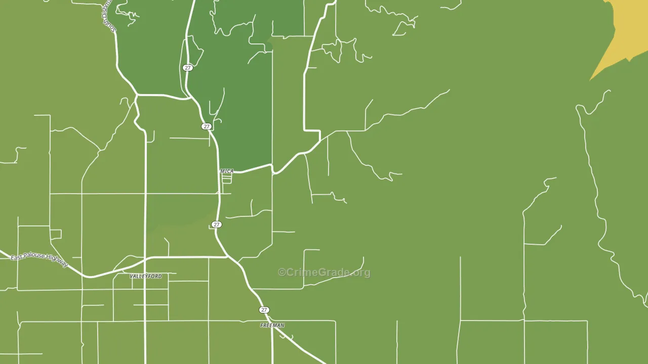 Mica, WA Map of Vandalism Rates