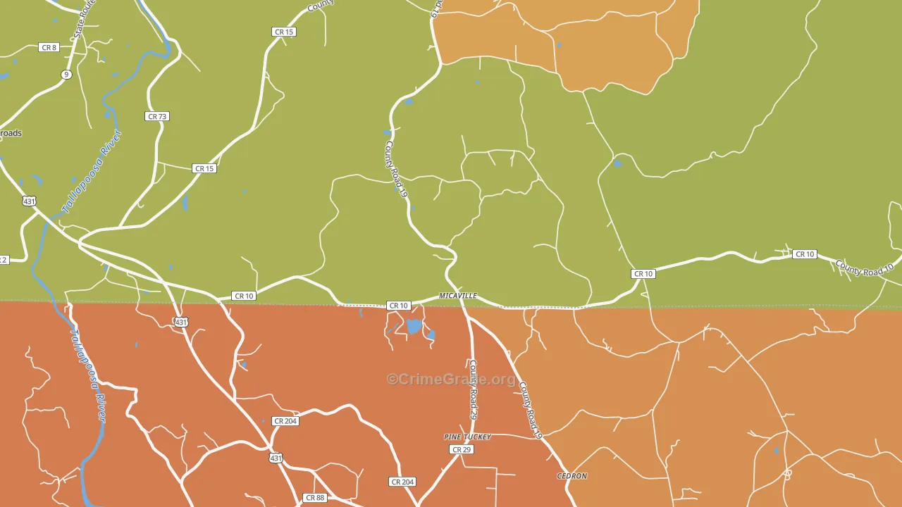 Micaville, AL Map of Vandalism Rates