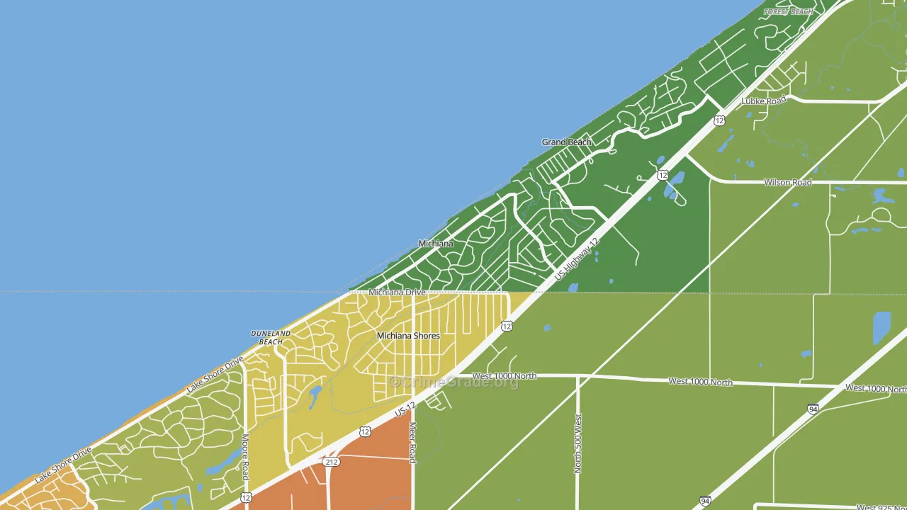Michiana, MI Map of Vandalism Rates