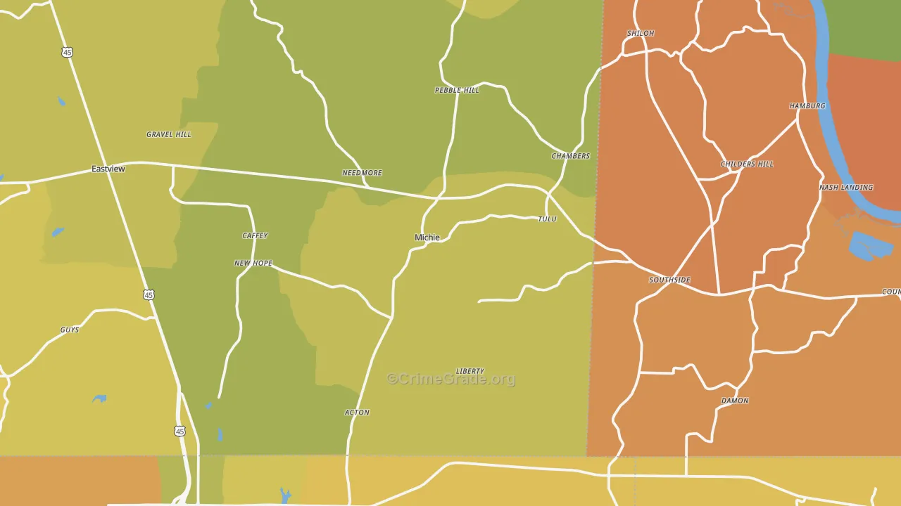 Michie, TN Map of Vandalism Rates