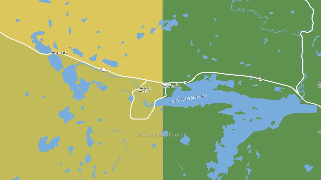 Michigamme, MI Map of Vandalism Rates
