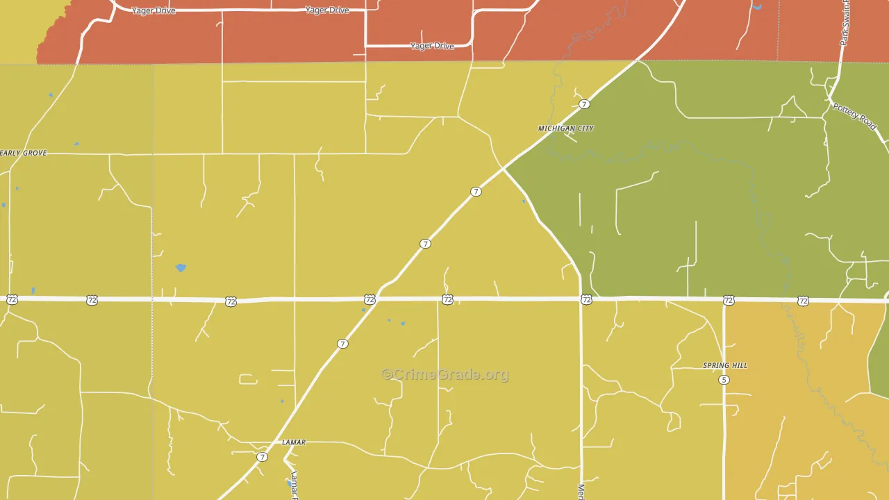 Michigan City, MS Map of Vandalism Rates