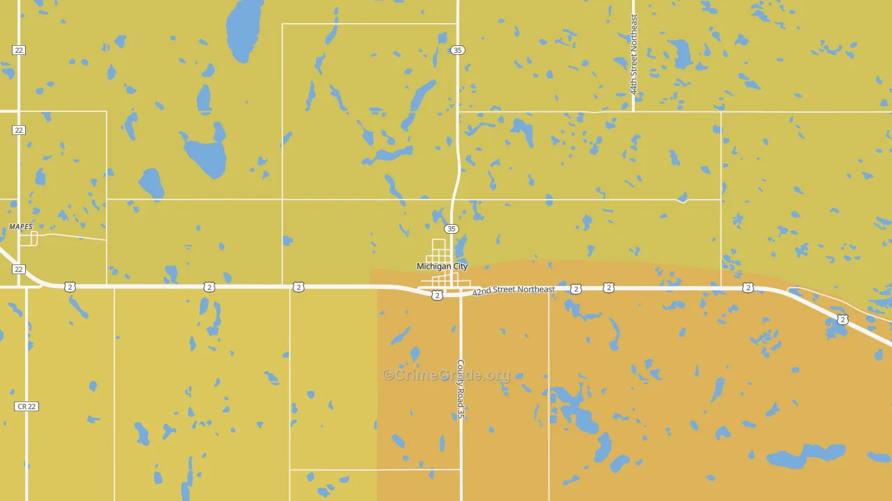 Michigan City, ND Map of Vandalism Rates