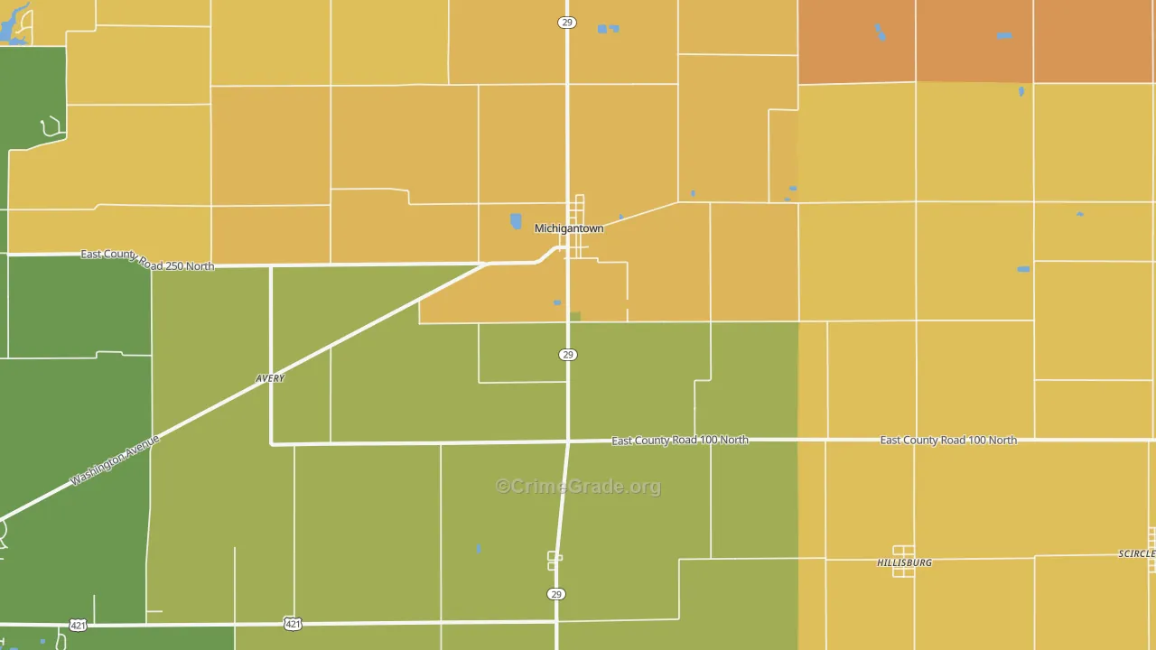 Michigantown, IN Map of Vandalism Rates