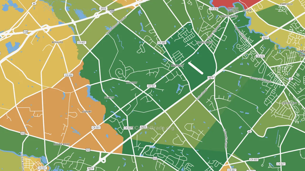 Mickleton, NJ Map of Vandalism Rates