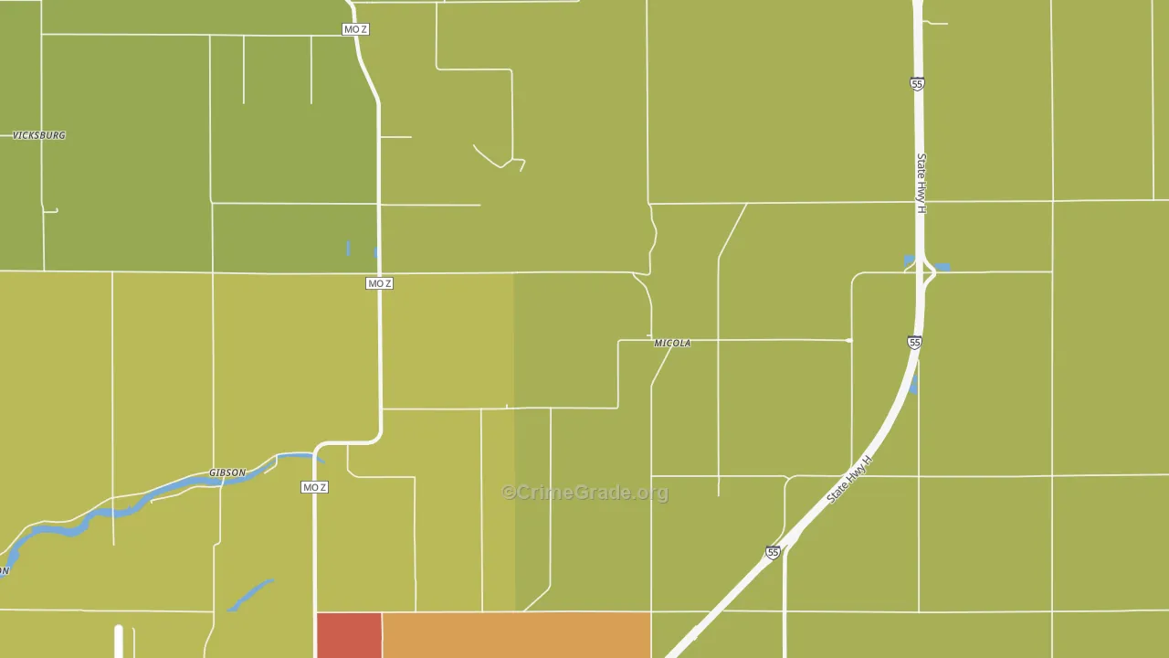 Micola, MO Map of Vandalism Rates