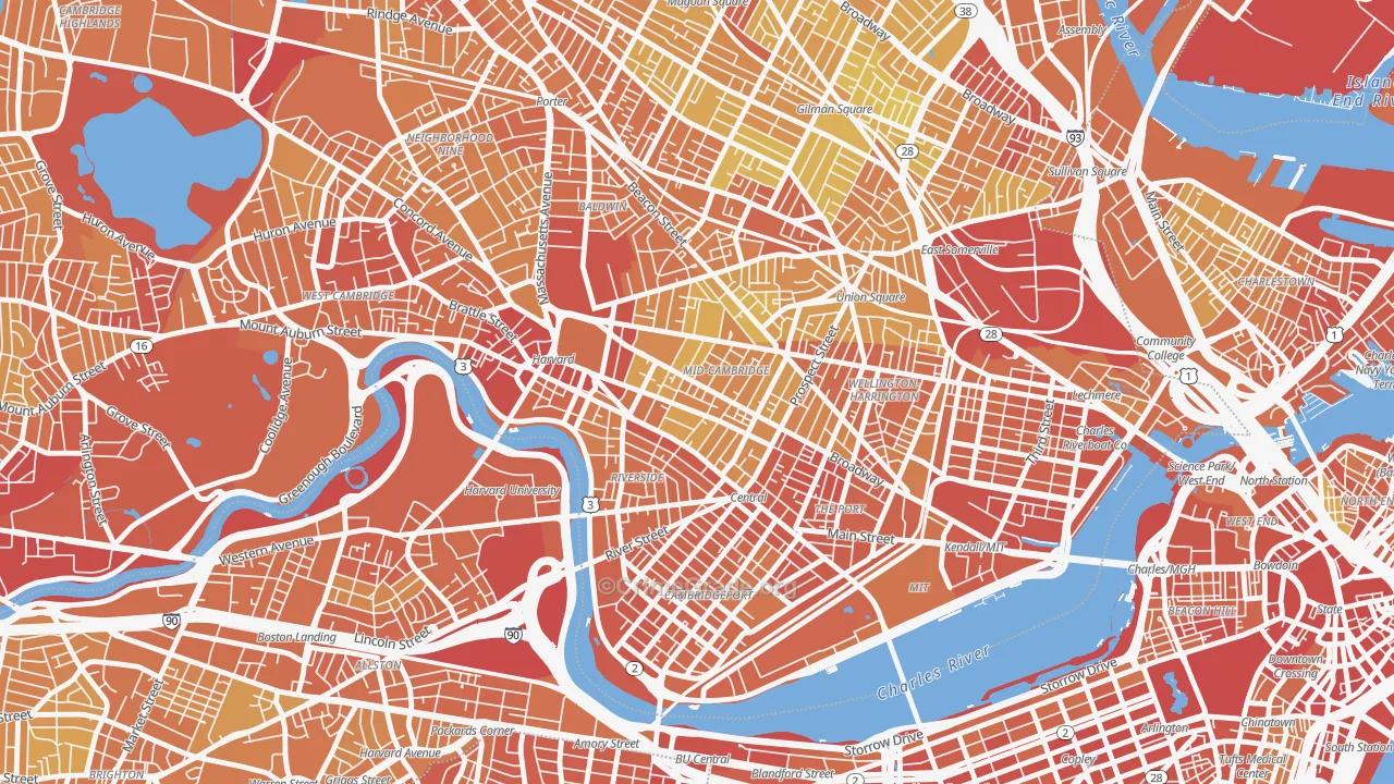 Mid-Cambridge, Cambridge, MA Map of Vandalism Rates