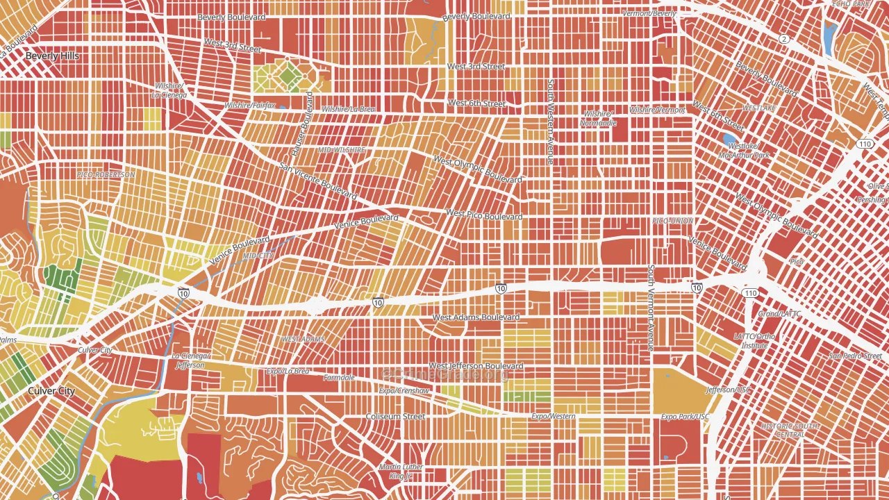 Mid City, Los Angeles, CA Map of Vandalism Rates