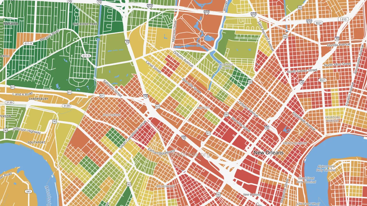 Mid-City, New Orleans, LA Map of Vandalism Rates