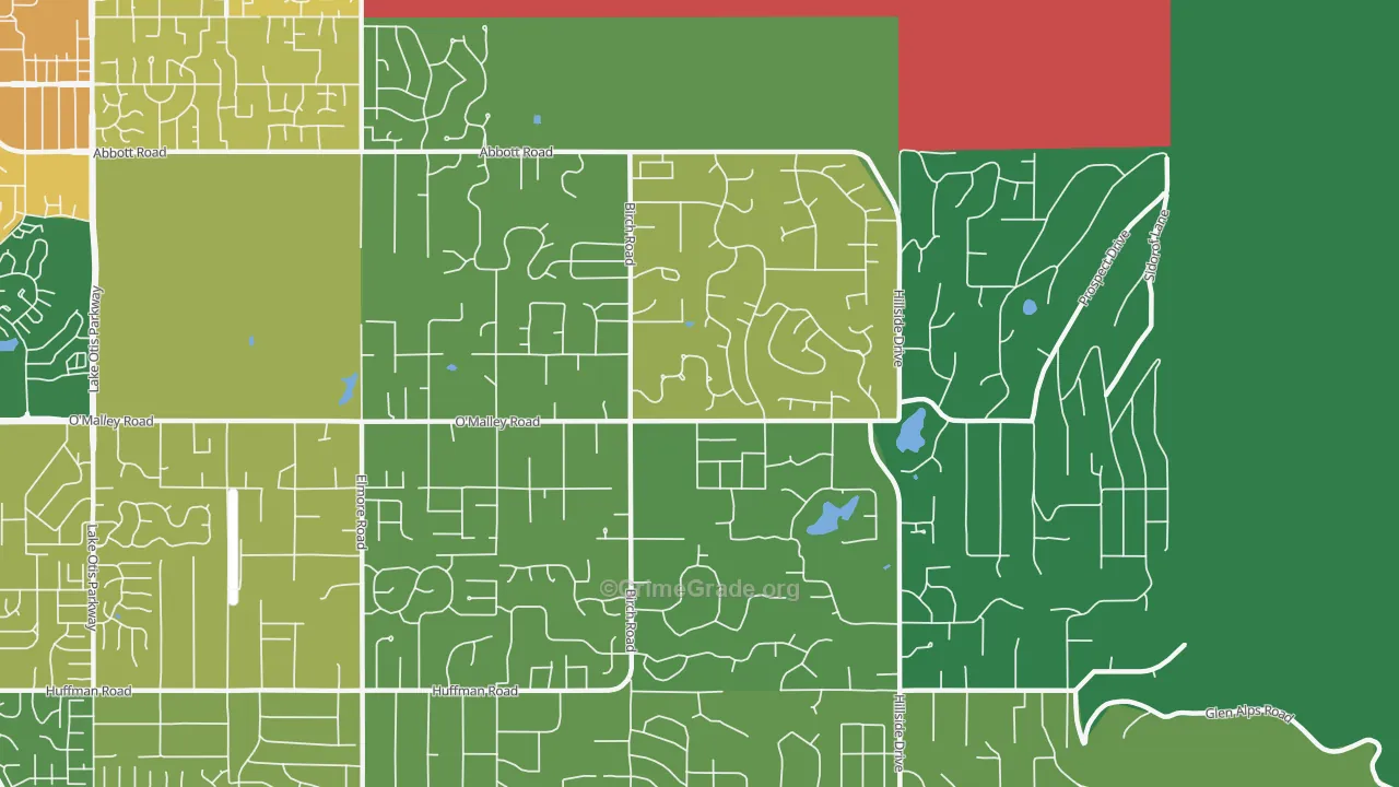 Mid-Hillside, Anchorage, AK Map of Vandalism Rates