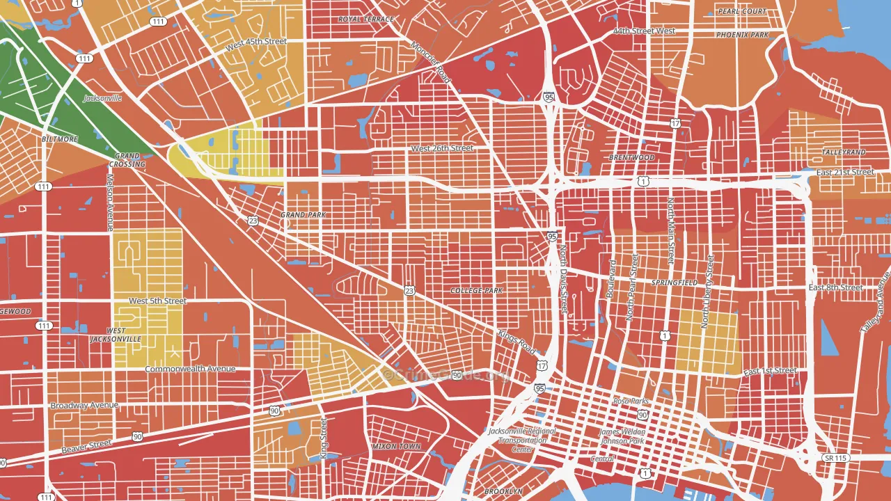 Mid-Westside, Jacksonville, FL Map of Vandalism Rates
