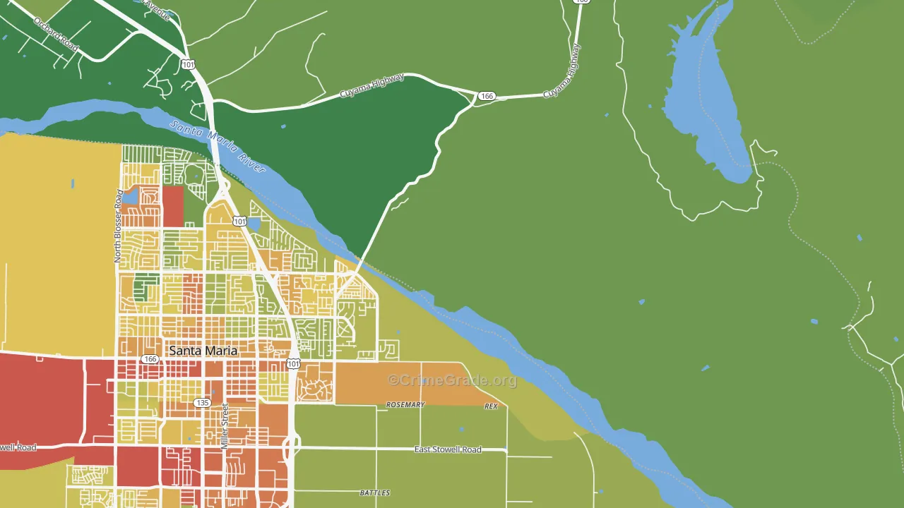 Midco, CA Map of Vandalism Rates