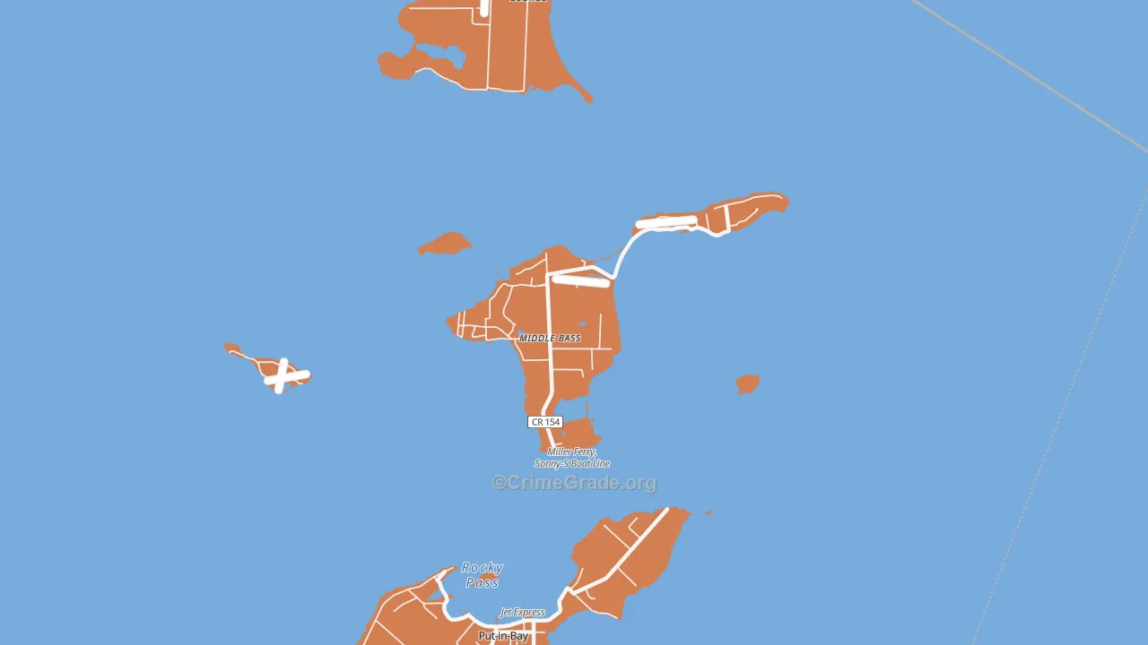 Middle Bass, OH Map of Vandalism Rates