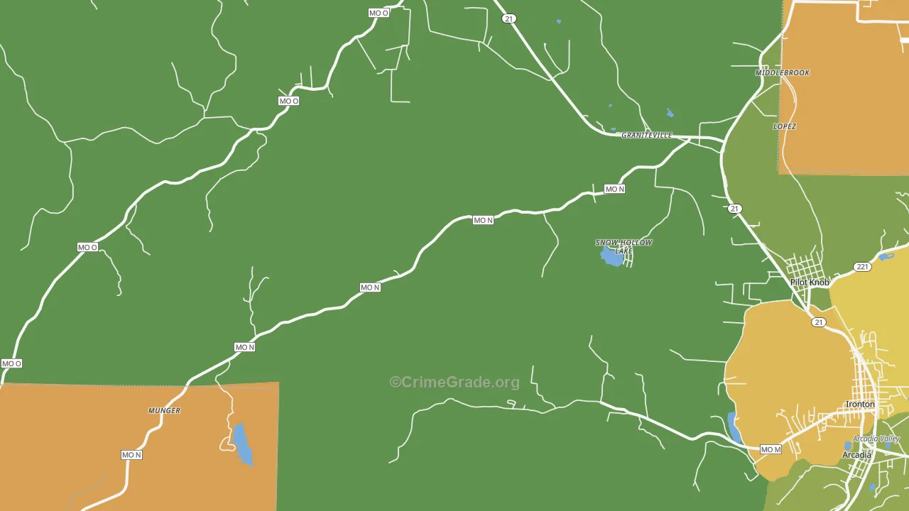 Middle Brook, MO Map of Vandalism Rates