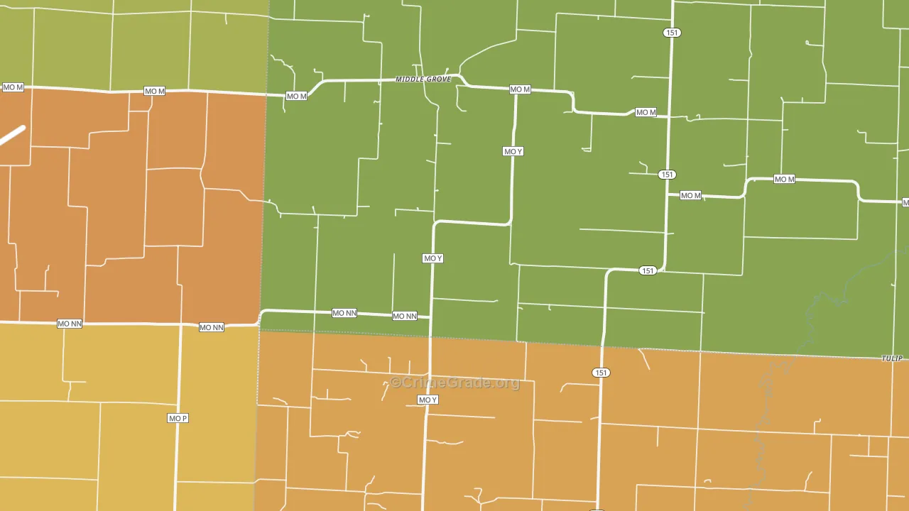 Middle Grove, MO Map of Vandalism Rates