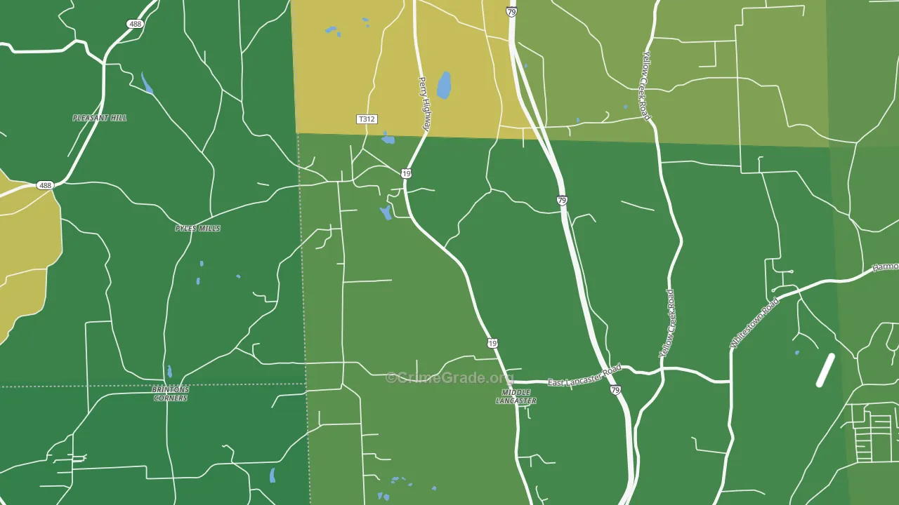 Middle Lancaster, PA Map of Vandalism Rates